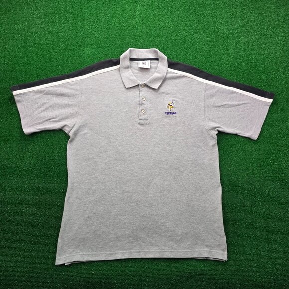 Minnesota Vikings Polo Shirt Mens Large Gray Vintage NFL Football Sports - Picture 1 of 8